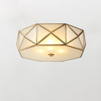 Coloreth Geometric Shaped Brass Glass Flush Ceiling Light