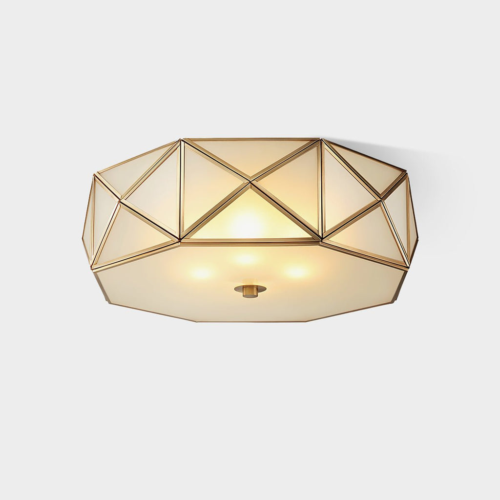 Coloreth Geometric Shaped Brass Glass Flush Ceiling Light