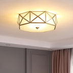 Coloreth Geometric Shaped Brass Glass Flush Ceiling Light