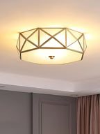 Coloreth Geometric Shaped Brass Glass Flush Ceiling Light