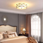 Coloreth Geometric Shaped Brass Glass Flush Ceiling Light