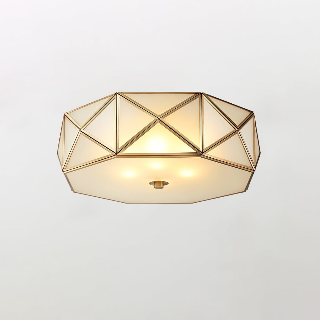 Coloreth Geometric Shaped Brass Glass Flush Ceiling Light