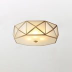 Coloreth Geometric Shaped Brass Glass Flush Ceiling Light