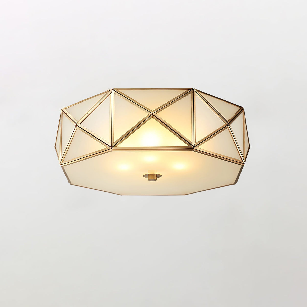 Coloreth Geometric Shaped Brass Glass Flush Ceiling Light