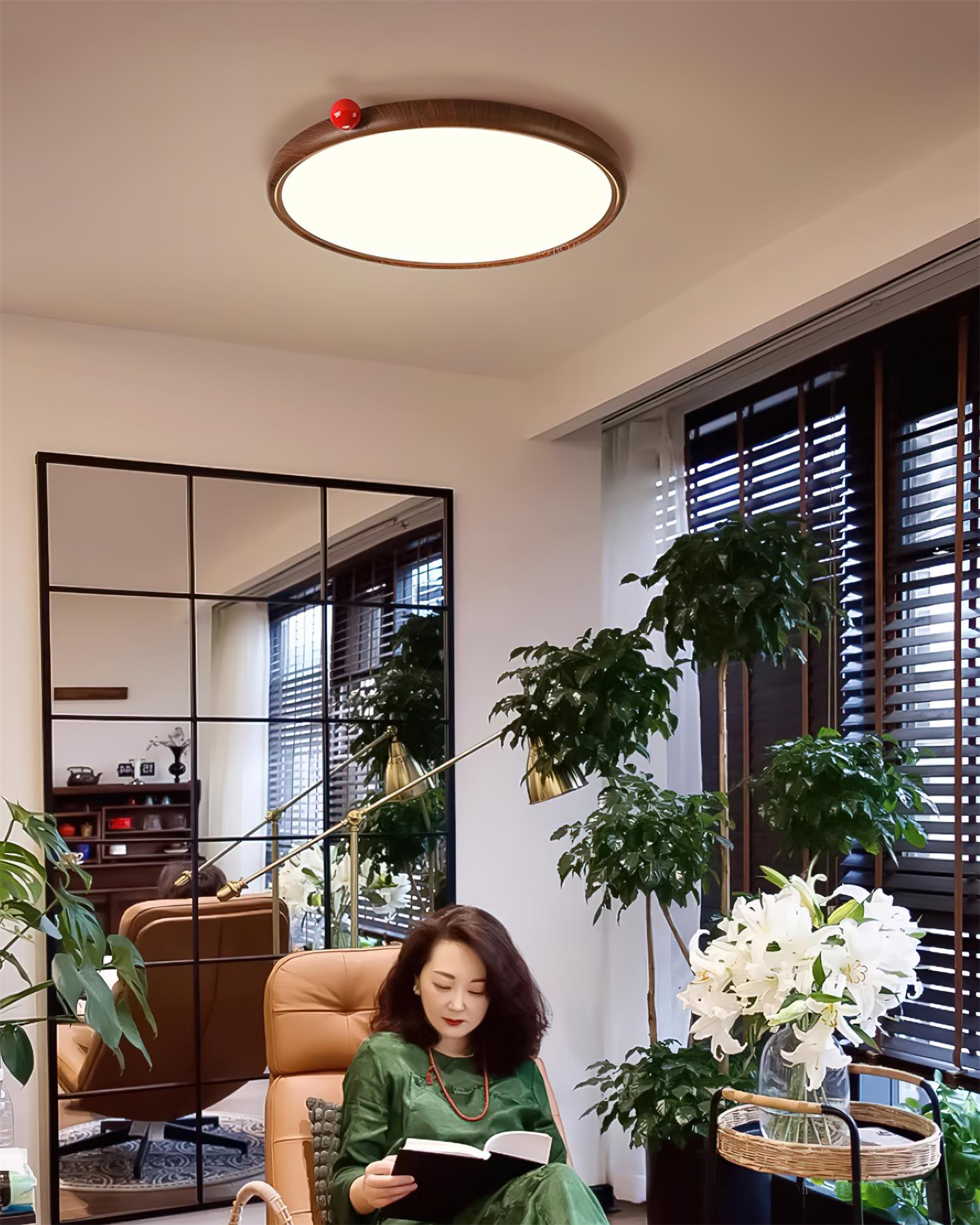 Geos Ceiling Light Wood Tone Circular LED