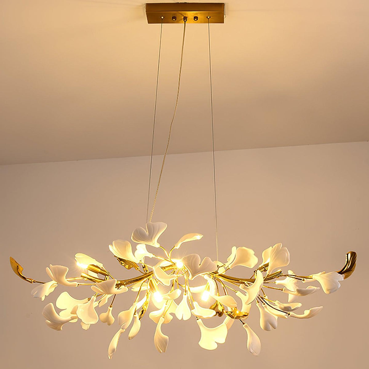 Olivia Ceramic Gingko  Linear Chandelier