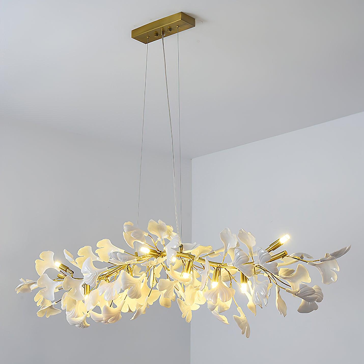Olivia Ceramic Gingko  Linear Chandelier