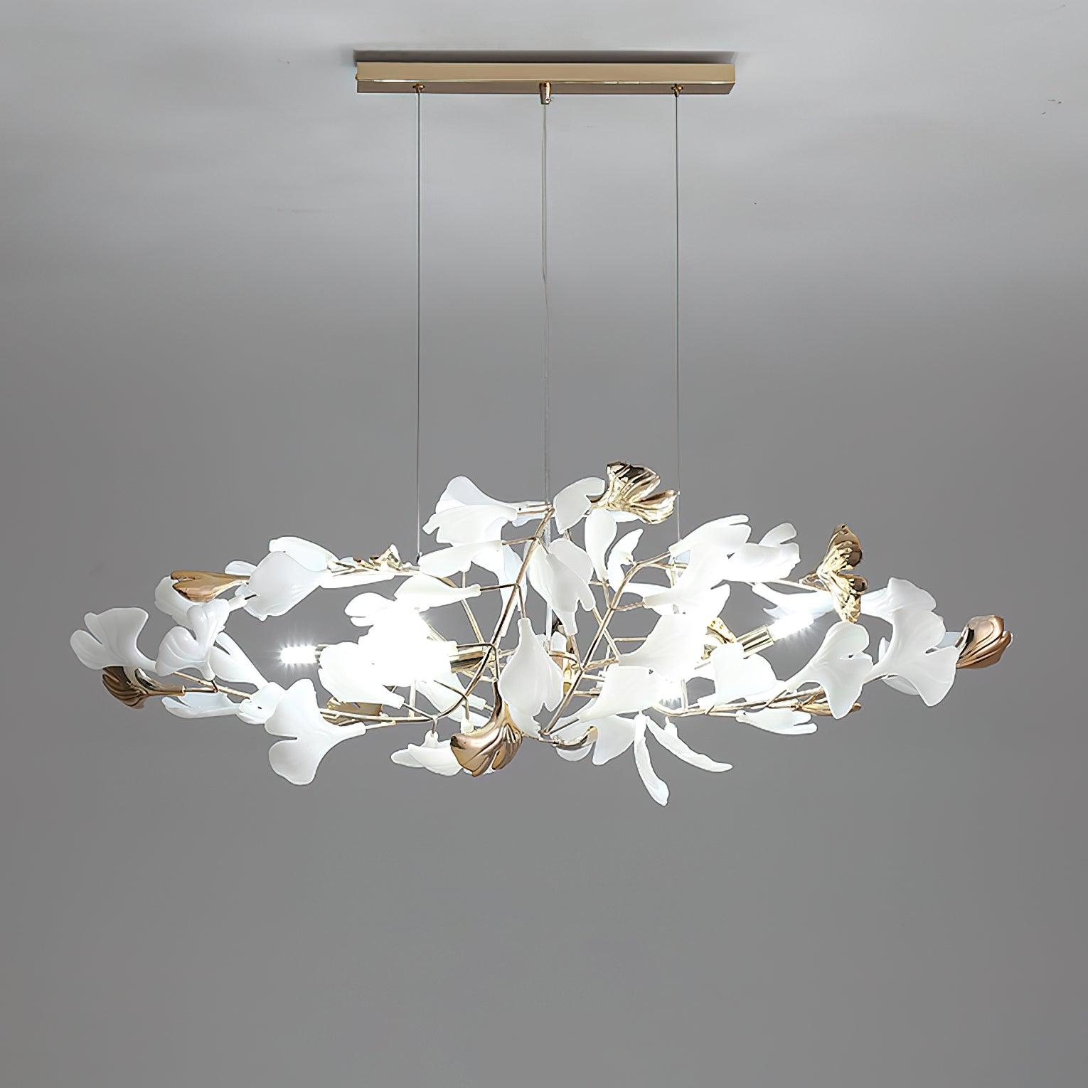 Olivia Ceramic Gingko  Chandelier Round and Rectangular Design