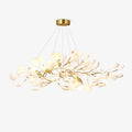 Olivia Ceramic Gingko Linear-Wave Chandelier White Leaf