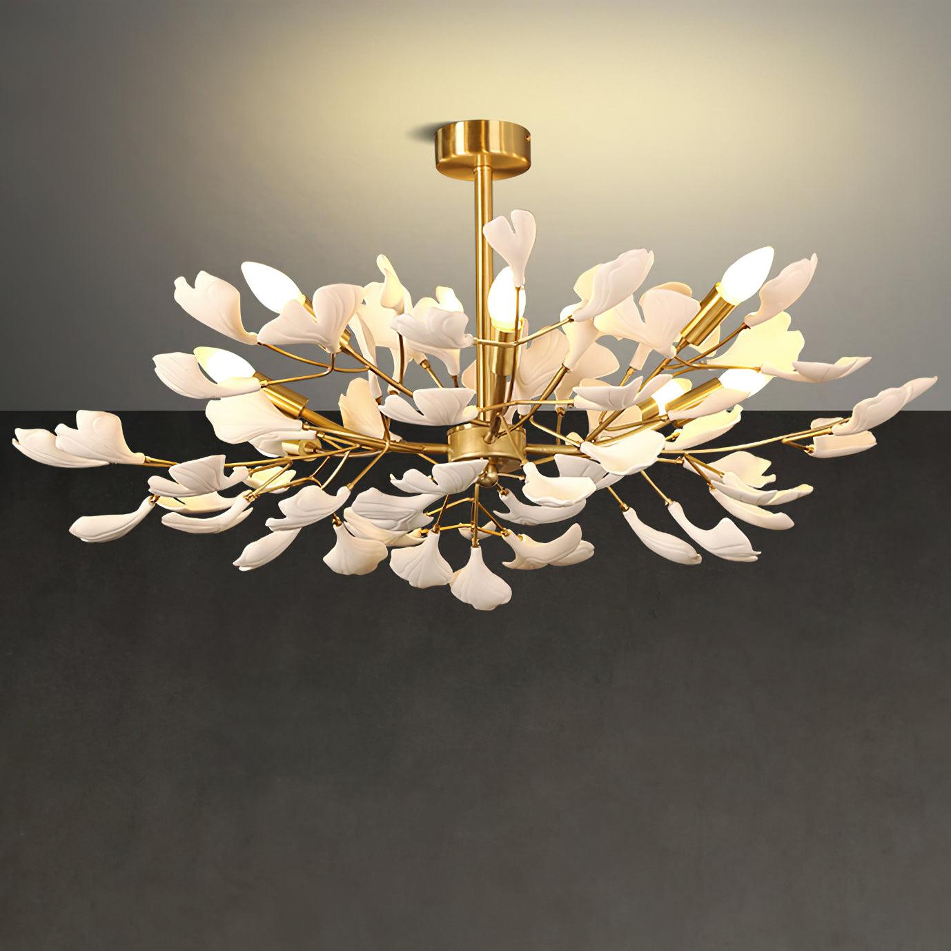 Olivia Ceramic Gingko Chandelier Firefly Art Design