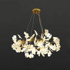 Olivia Ceramic Gingko Art Deco Chandelier  O-Shape