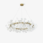 Olivia Ceramic Gingko Art Deco Chandelier  O-Shape