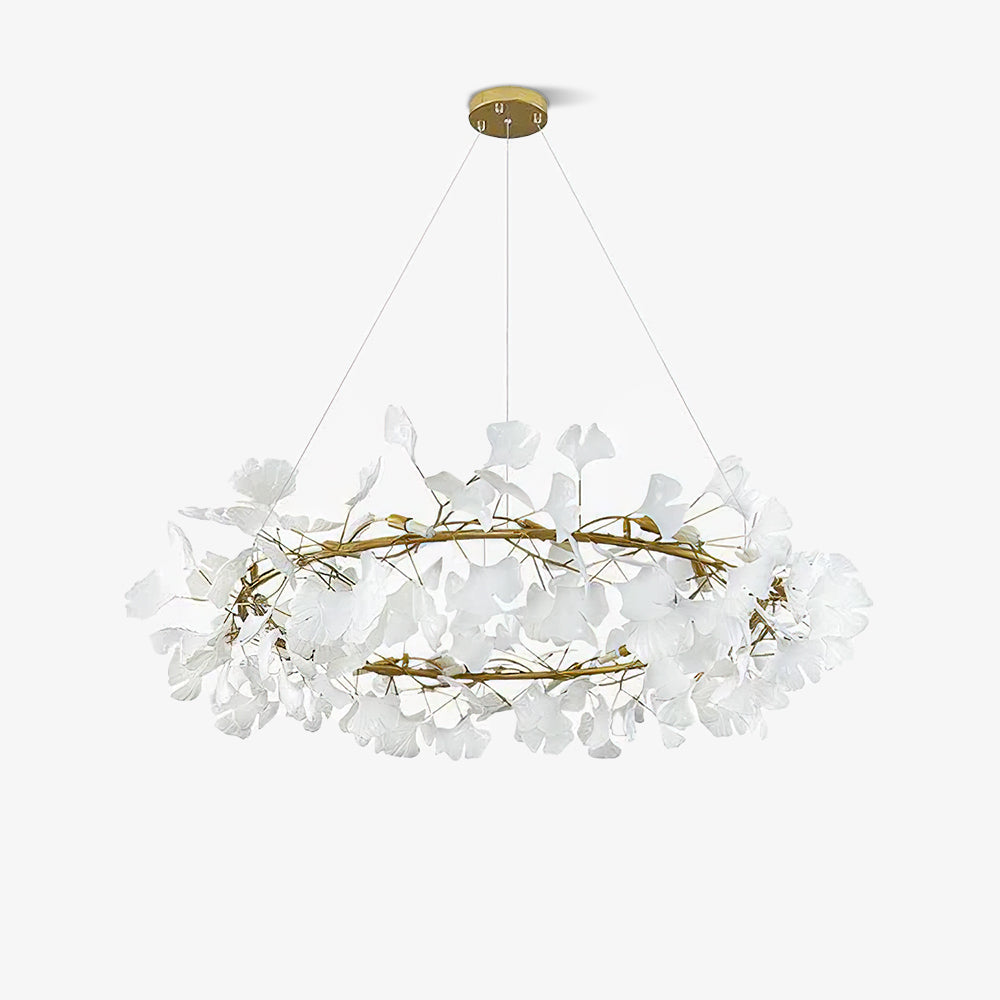 Olivia Ceramic Gingko Art Deco Chandelier  O-Shape