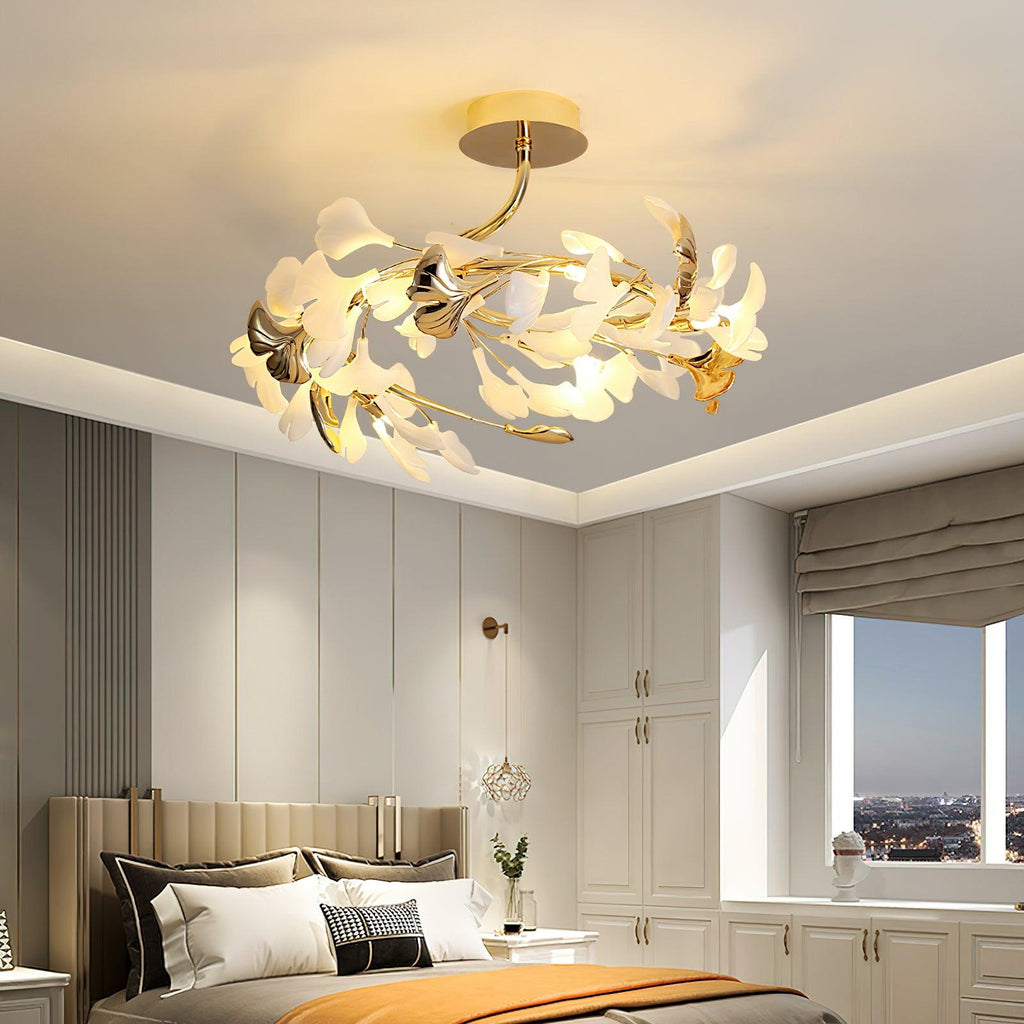 Artheel Premium Nordic Art Gingko Rotating Ceramics Ceiling Lamp