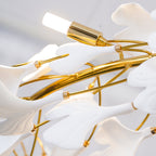 Lustra Pendant Lamp Gingko Porcelain Leaves Gold