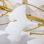 Lustra Pendant Lamp Gingko Porcelain Leaves Gold