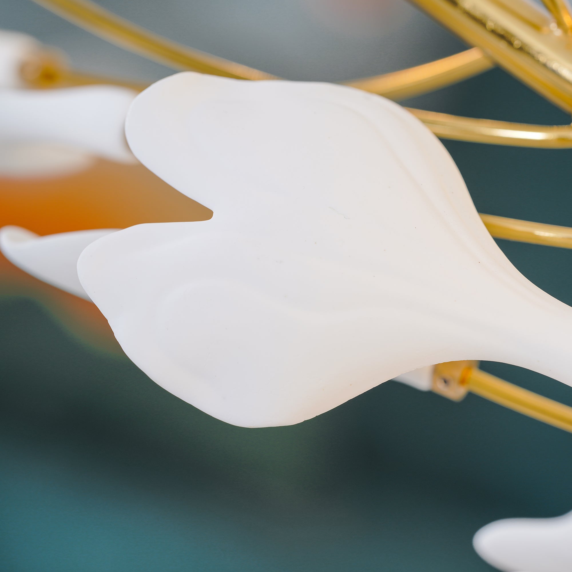 Lustra Pendant Lamp Gingko Porcelain Leaves Gold
