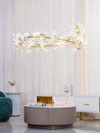 Lustra Pendant Lamp Gingko Porcelain Leaves Gold