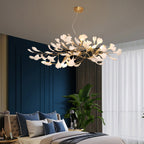 Gingko Chandelier Long Version Porcelain Leaf Branch Organic