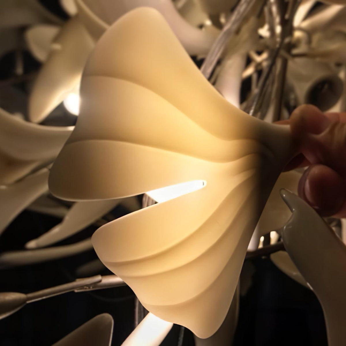 Gingko Chandelier Long Version Porcelain Leaf Branch Organic