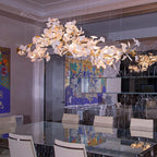 Gingko Chandelier Long Version Porcelain Leaf Branch Organic
