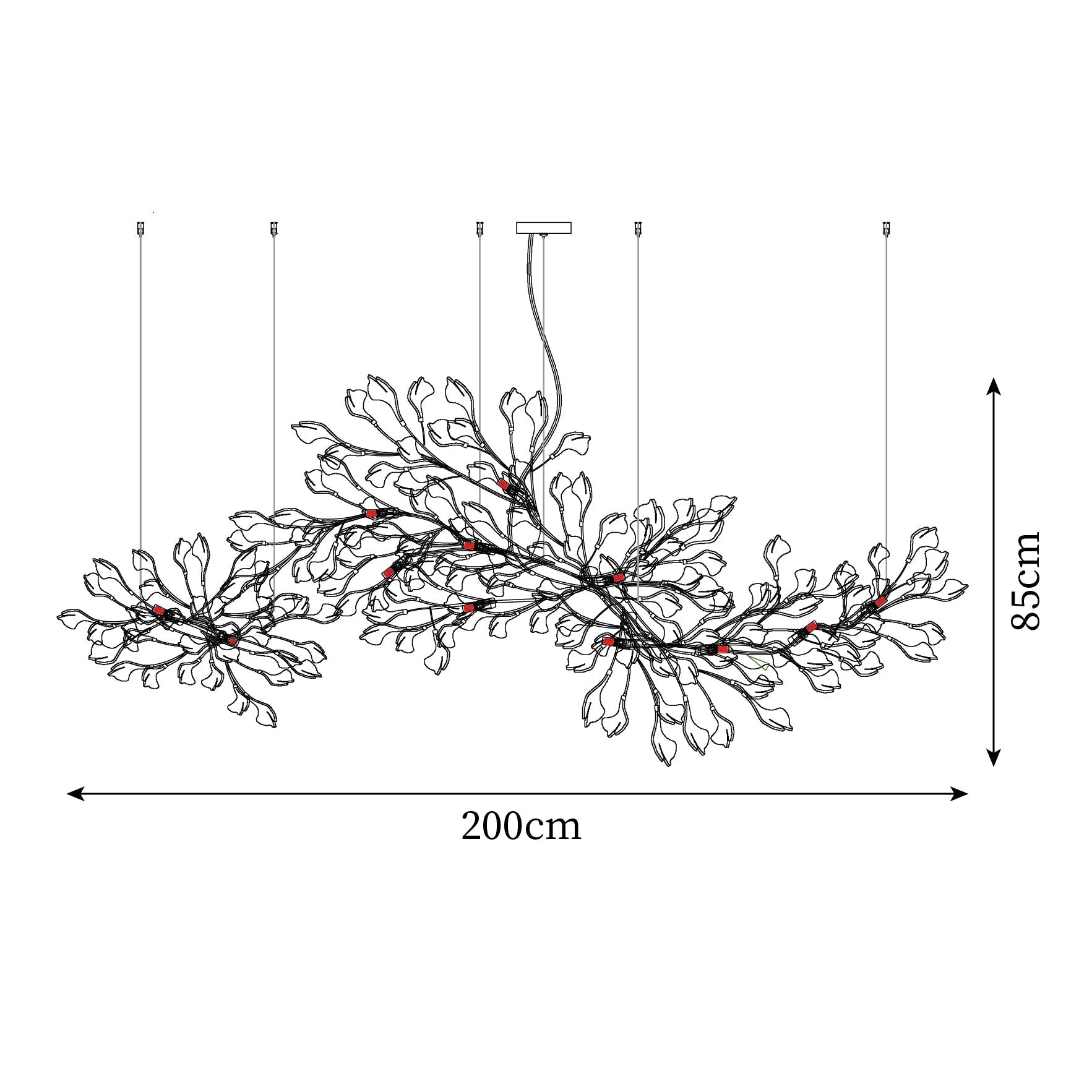 Gingko Chandelier Long Version Porcelain Leaf Branch Organic