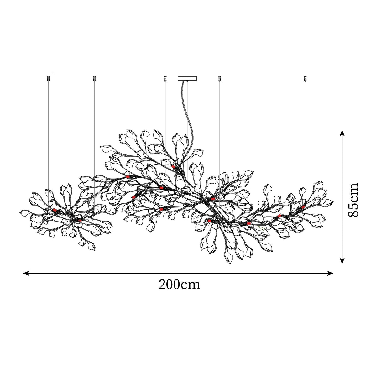 Gingko Chandelier Long Version Porcelain Nature Inspired