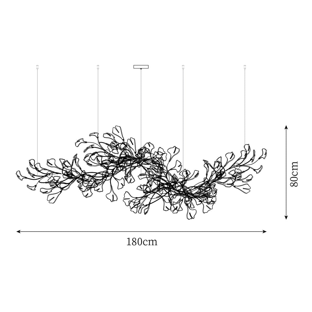 Gingko Chandelier Long Version Porcelain Leaf Branch Organic