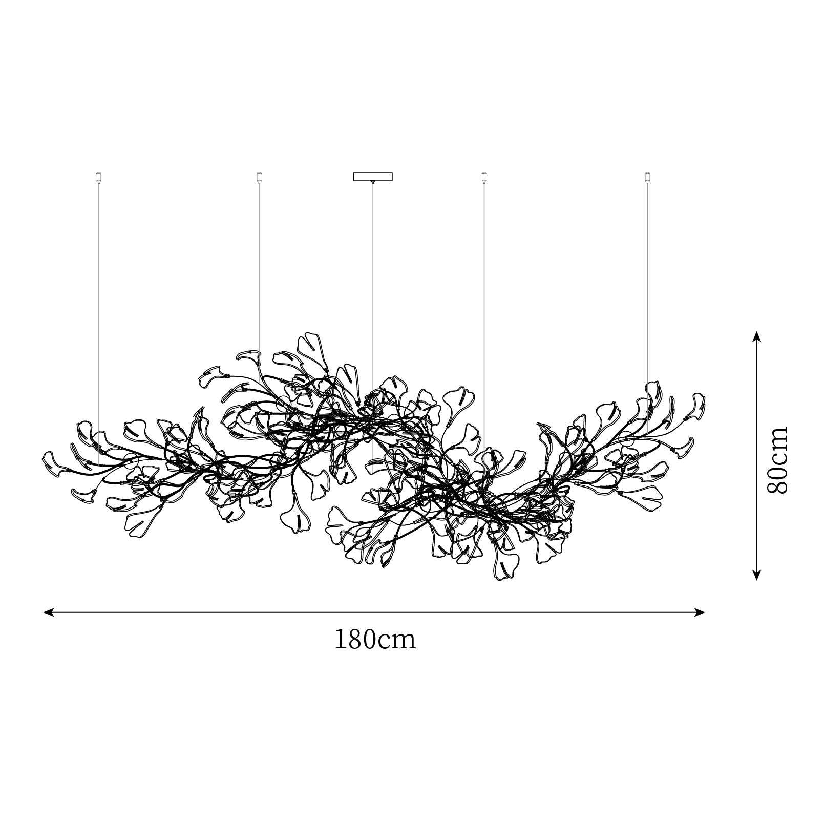 Gingko Chandelier Long Version Porcelain Leaf Branch Organic