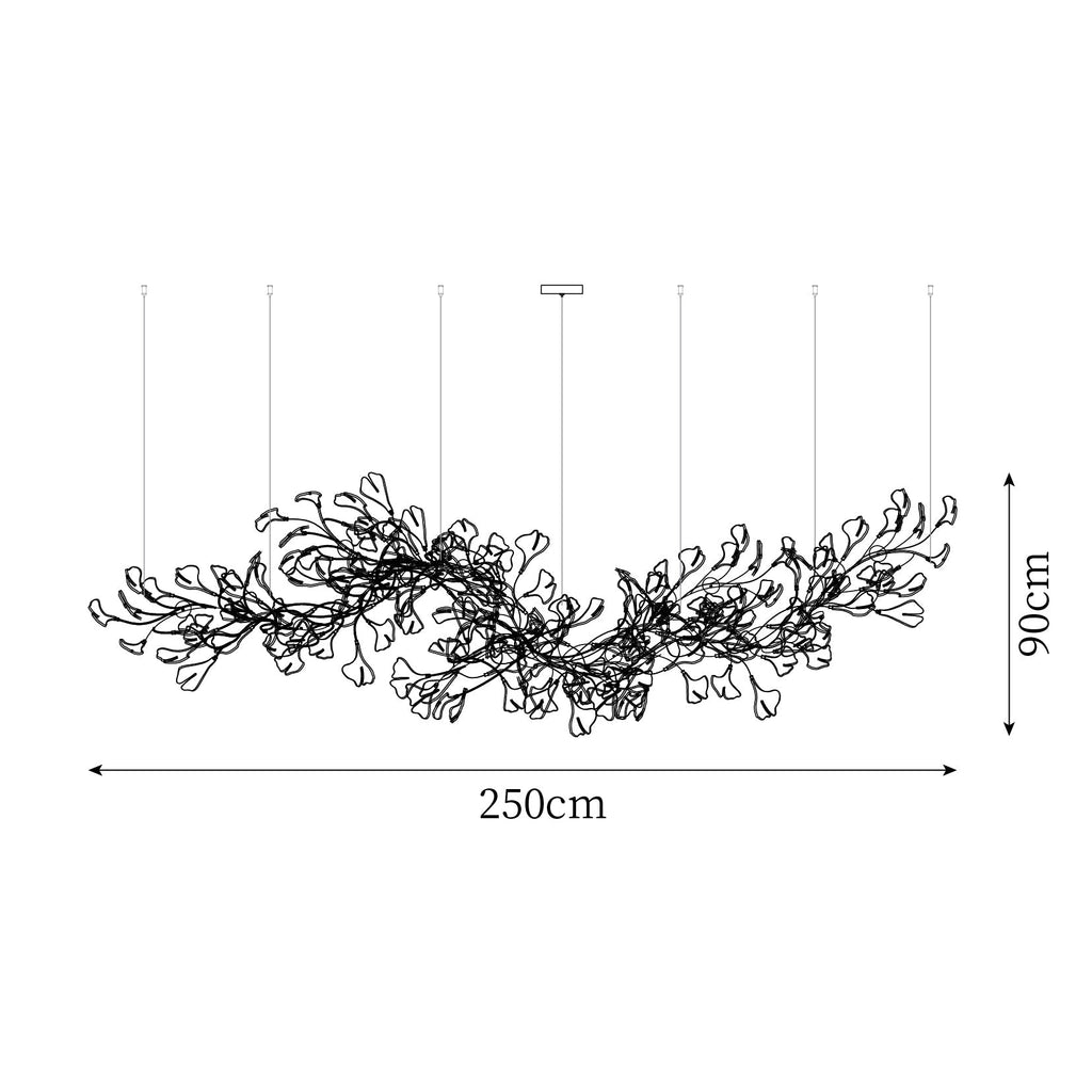 Gingko Chandelier Long Version Porcelain Nature Inspired