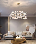 Lustra Pendant Lamp Gingko Porcelain Leaves Gold