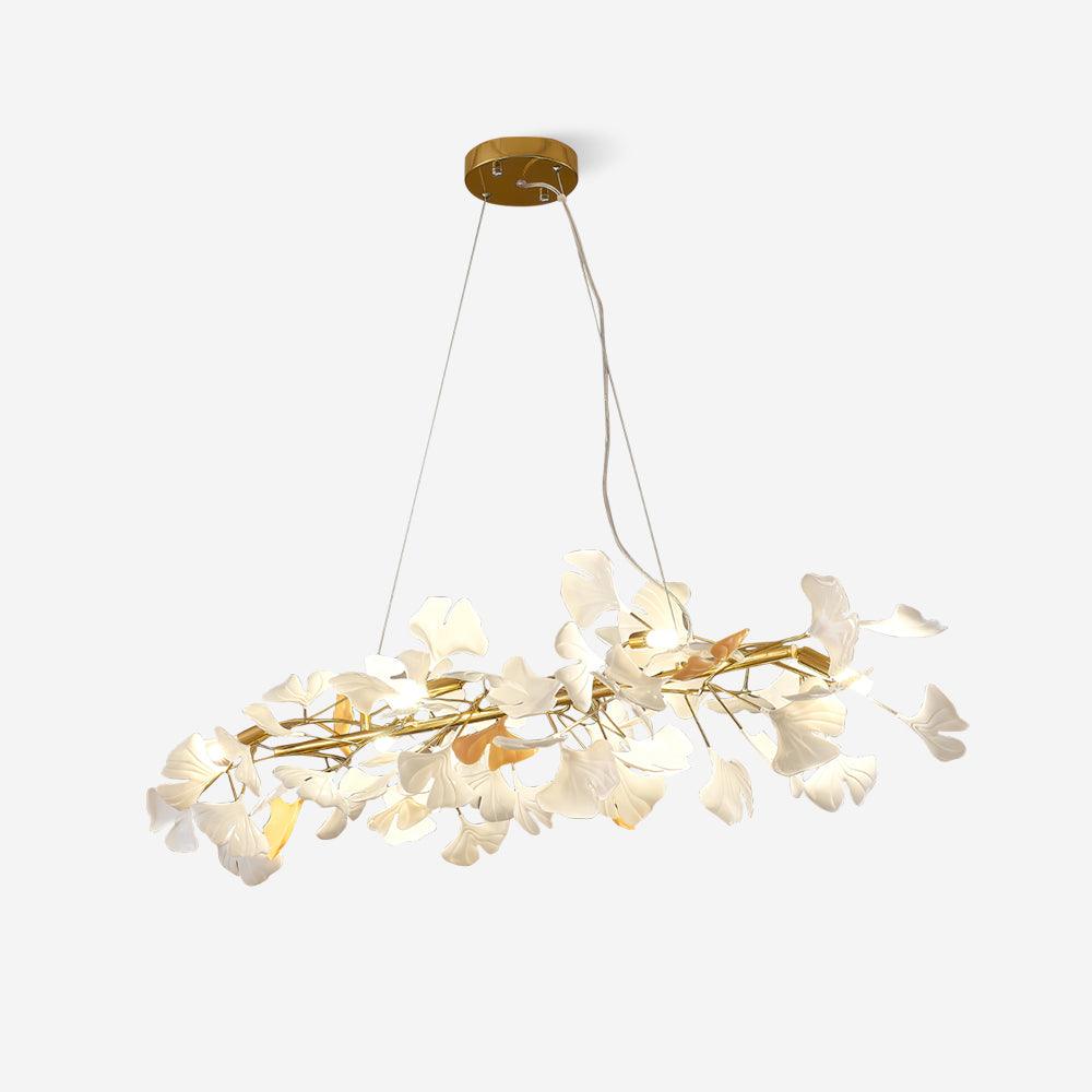 Chandelier Frame Ceramic Gingko White Gold Shade Modern Art