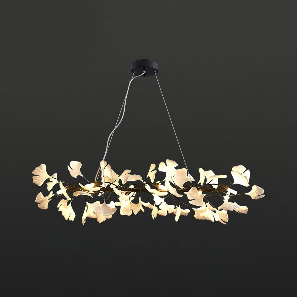 Chandelier Frame Ceramic Gingko White Gold Shade Modern Art