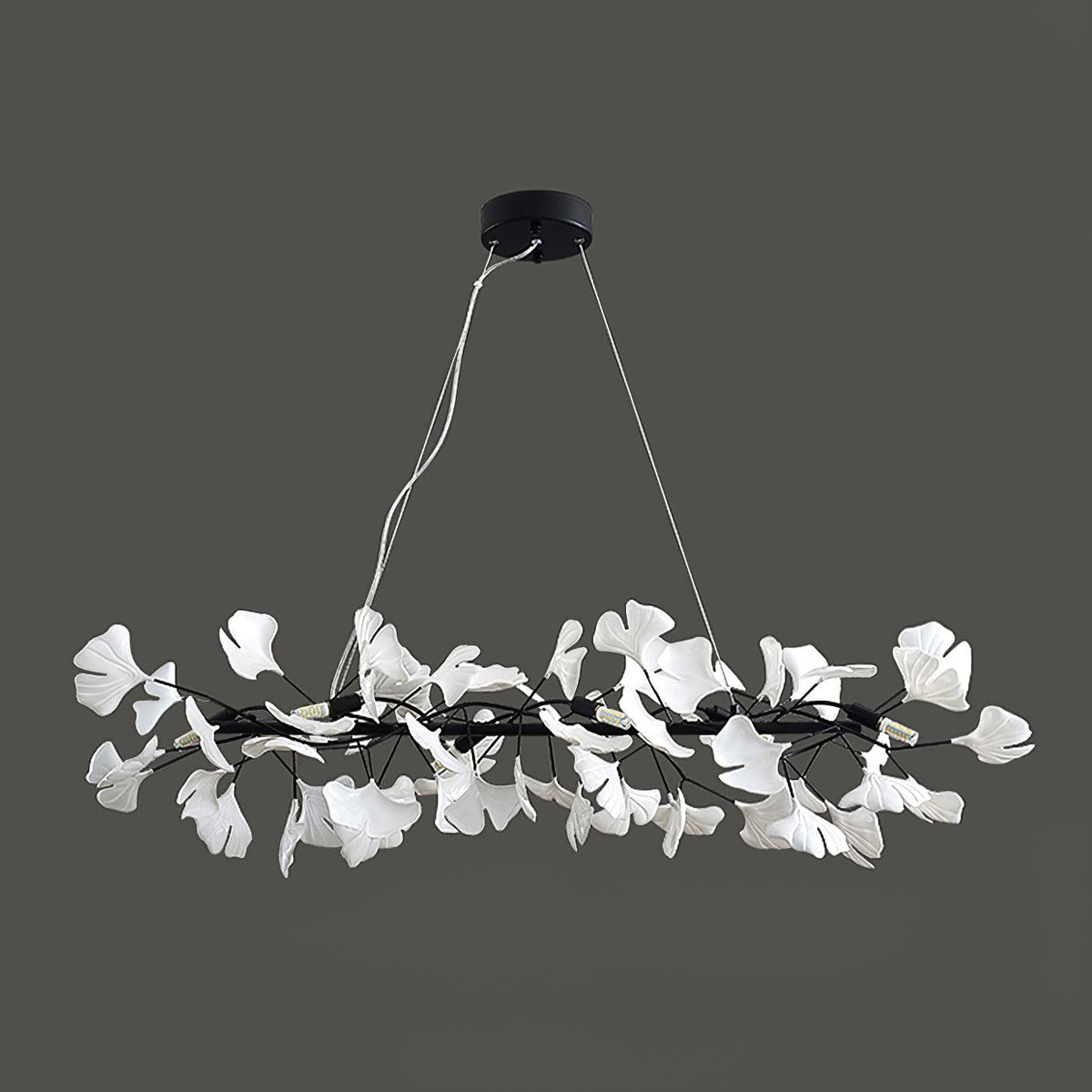 Chandelier Frame Ceramic Gingko White Gold Shade Modern Art
