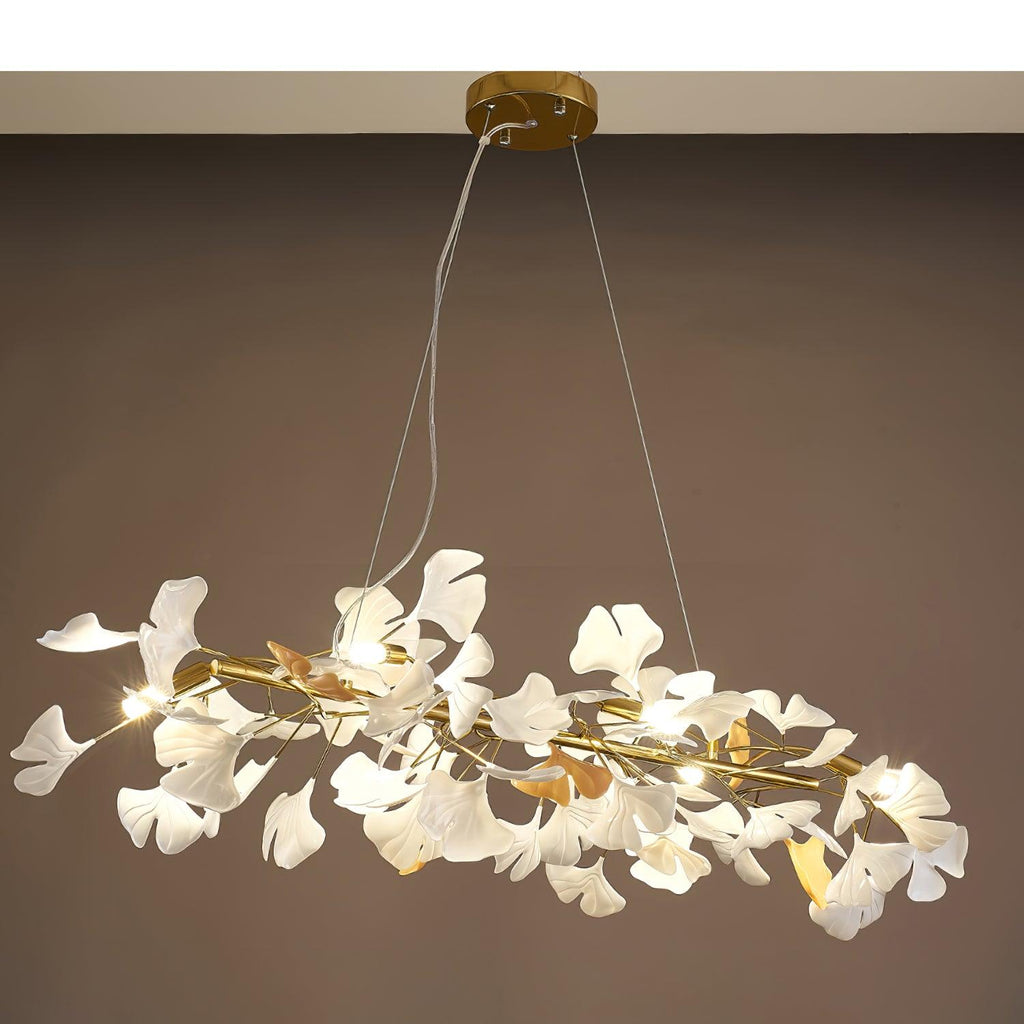 Chandelier Frame Ceramic Gingko White Gold Shade Modern Art