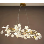Chandelier Frame Ceramic Gingko White Gold Shade Modern Art