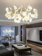 Chandelier Frame Ceramic Gingko White Gold Shade Modern Art