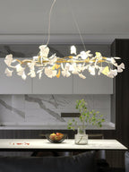 Chandelier Frame Ceramic Gingko White Gold Shade Modern Art