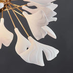Chandelier Frame Ceramic Gingko White Gold Shade Modern Art