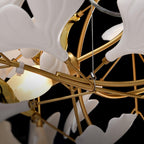Olivia Ceramic Gingko  Leaf   Chandelier   Art Deco  Bent Downwards