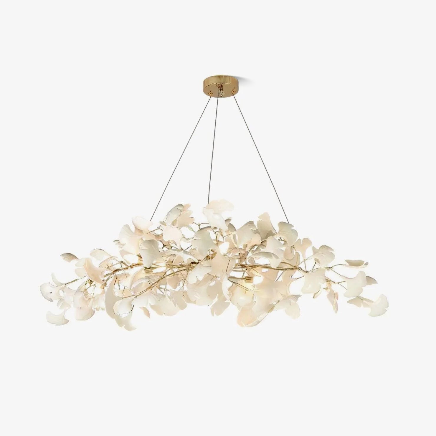 Olivia Ceramic Gingko  Leaf   Chandelier   Art Deco  Bent Downwards