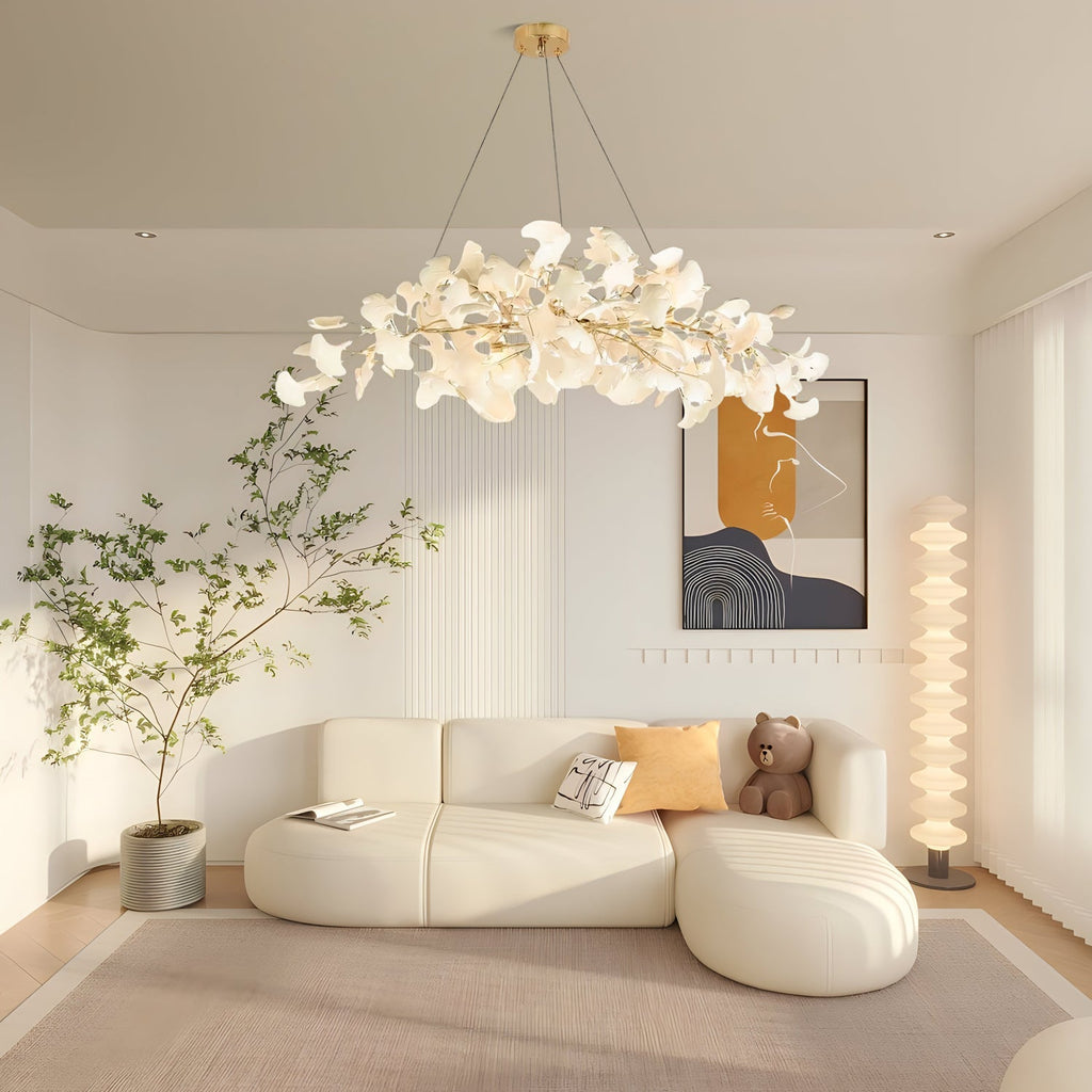 Olivia Ceramic Gingko  Leaf   Chandelier   Art Deco  Bent Downwards
