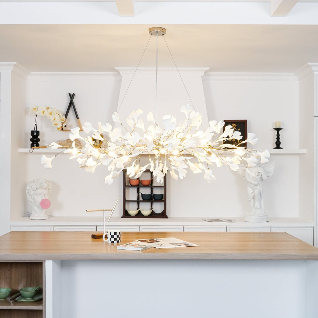 Olivia Ceramic Gingko  Leaf   Chandelier   Art Deco  Bent Downwards
