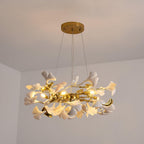 Aurora Chandelier Ginkgo Leaf Ceramic Sculptural
