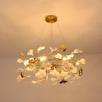 Aurora Chandelier Ginkgo Leaf Ceramic Sculptural
