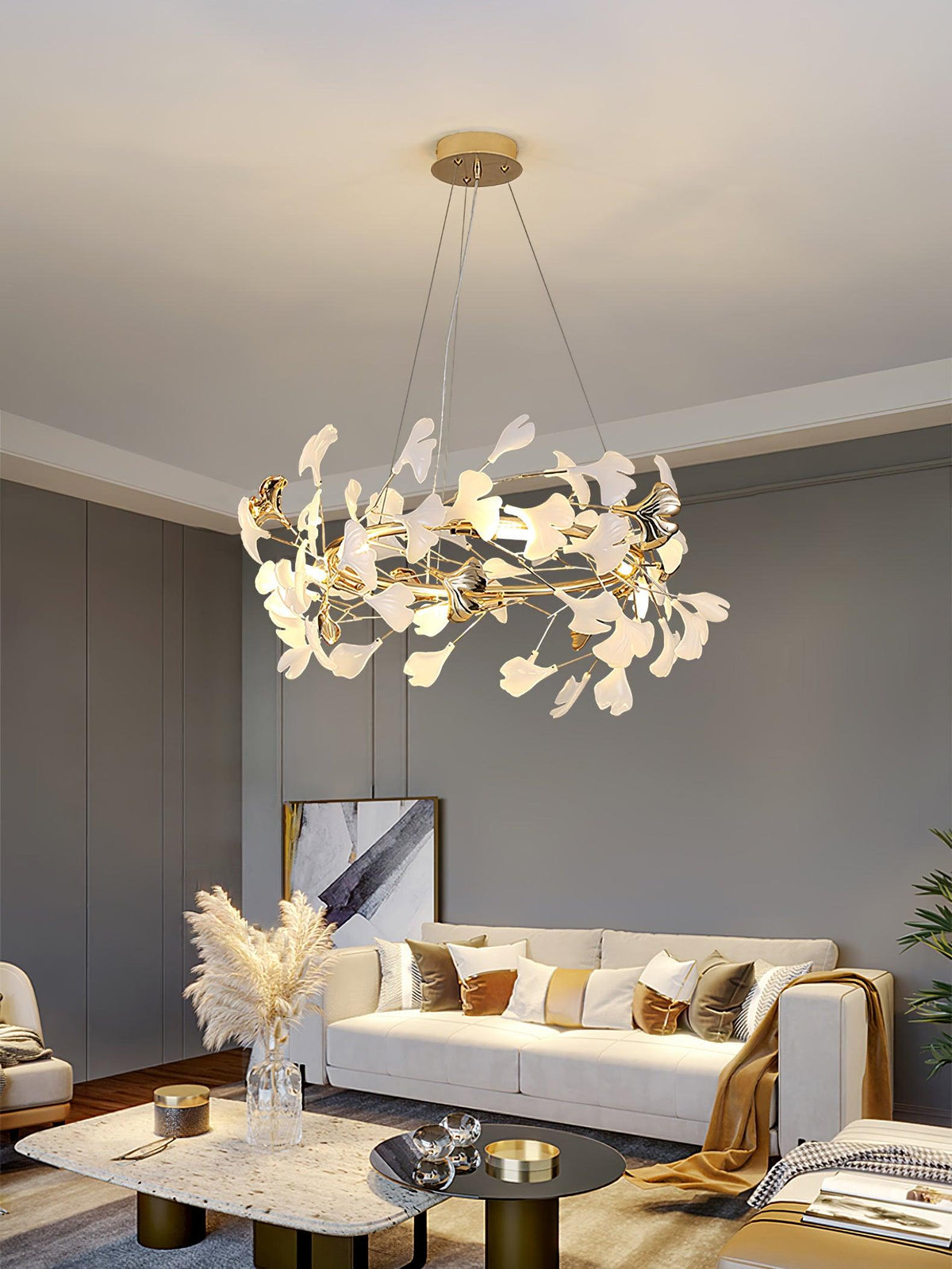 Olivia Ceramic Gingko  Chandelier 4 Styles
