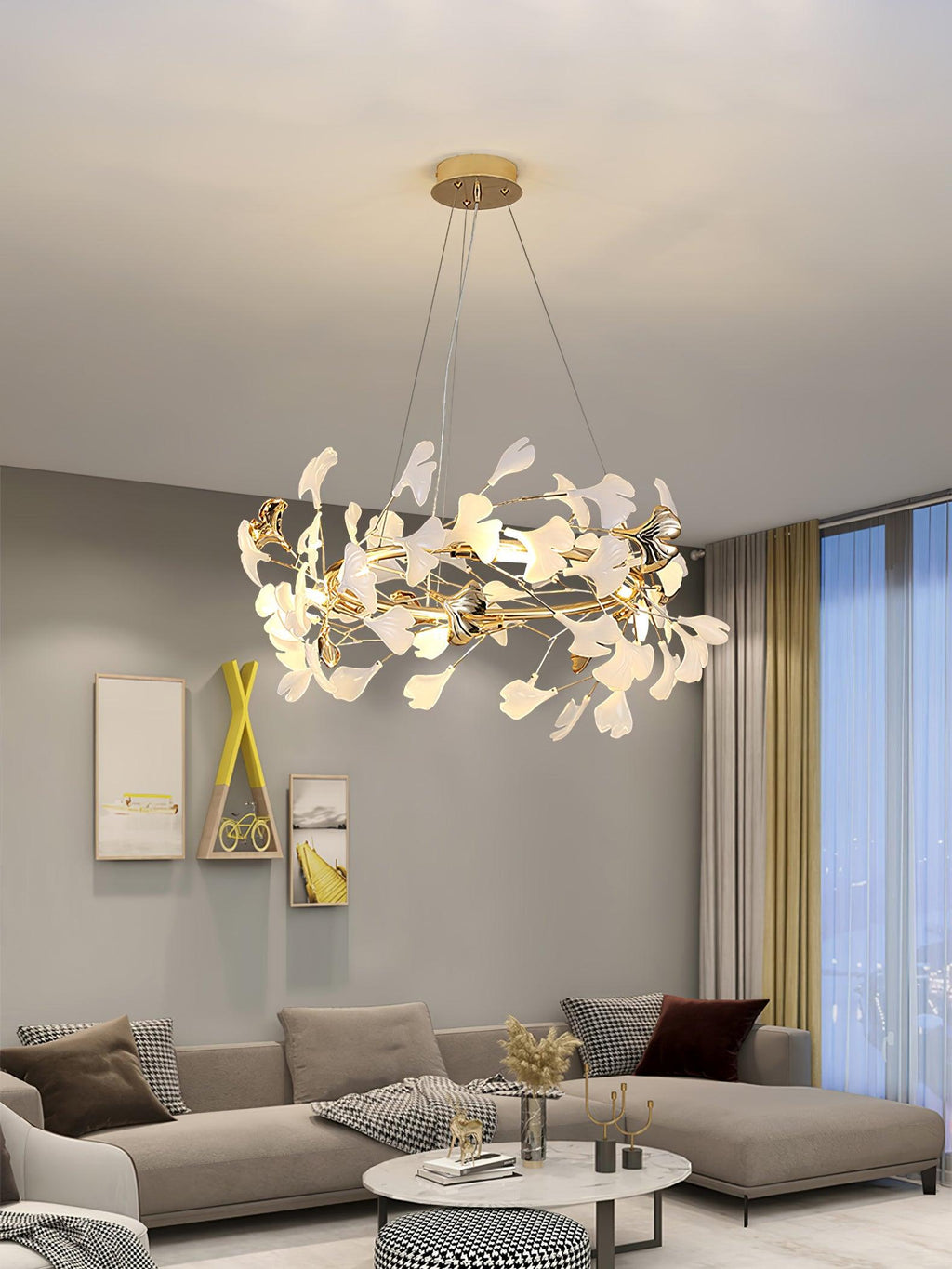 Olivia Ceramic Gingko  Chandelier 4 Styles