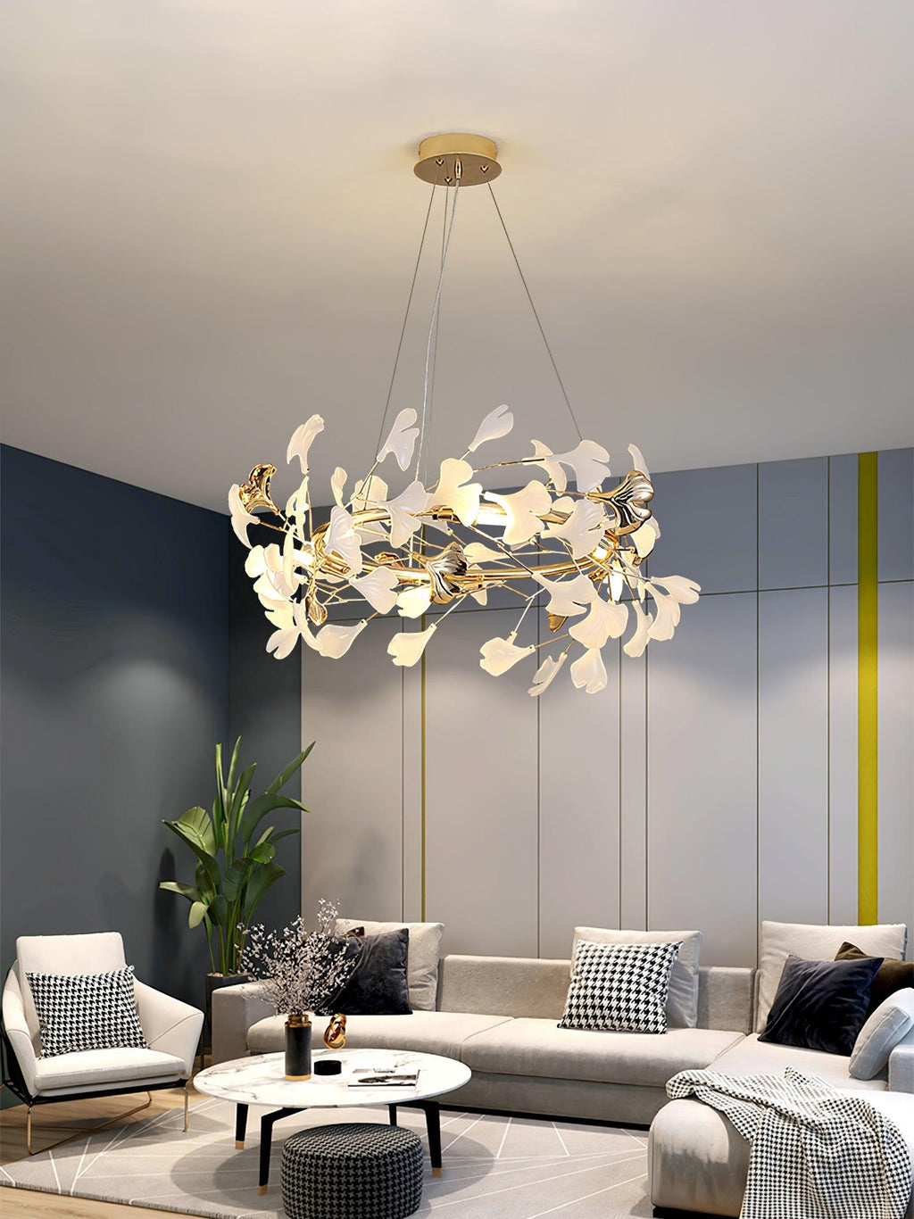 Olivia Ceramic Gingko  Chandelier 4 Styles