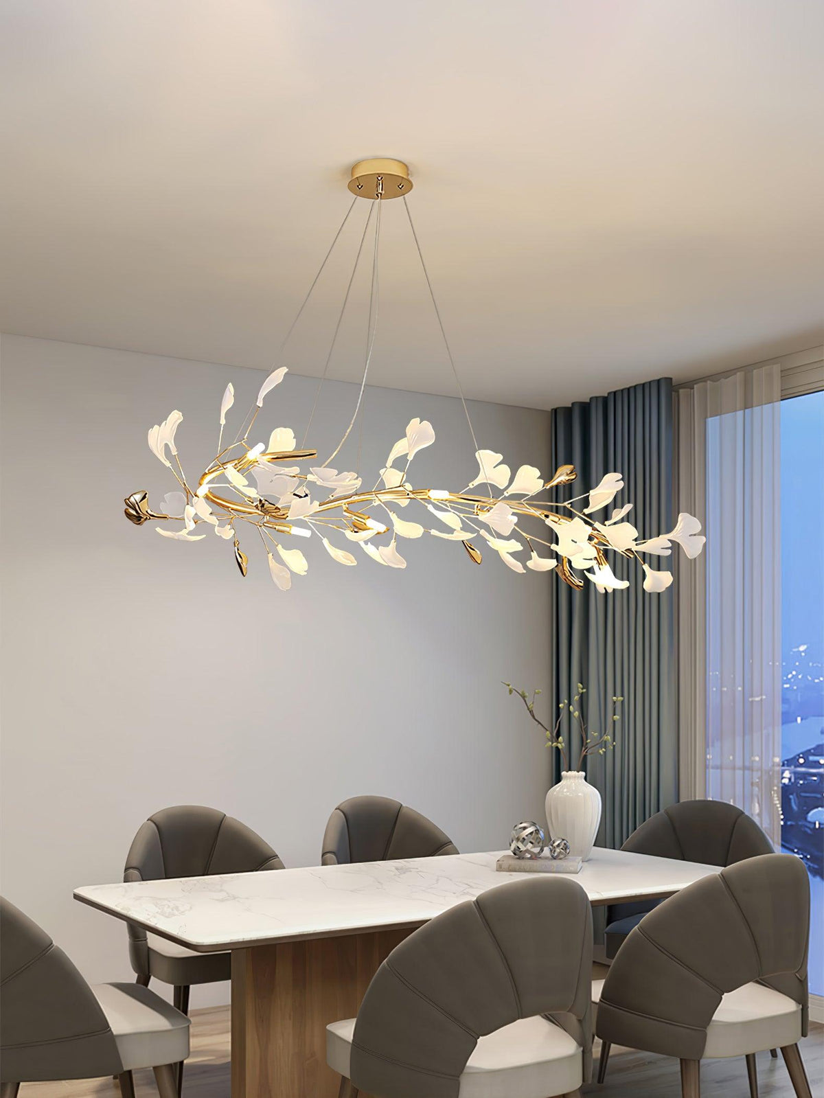 Olivia Ceramic Gingko  Chandelier 4 Styles