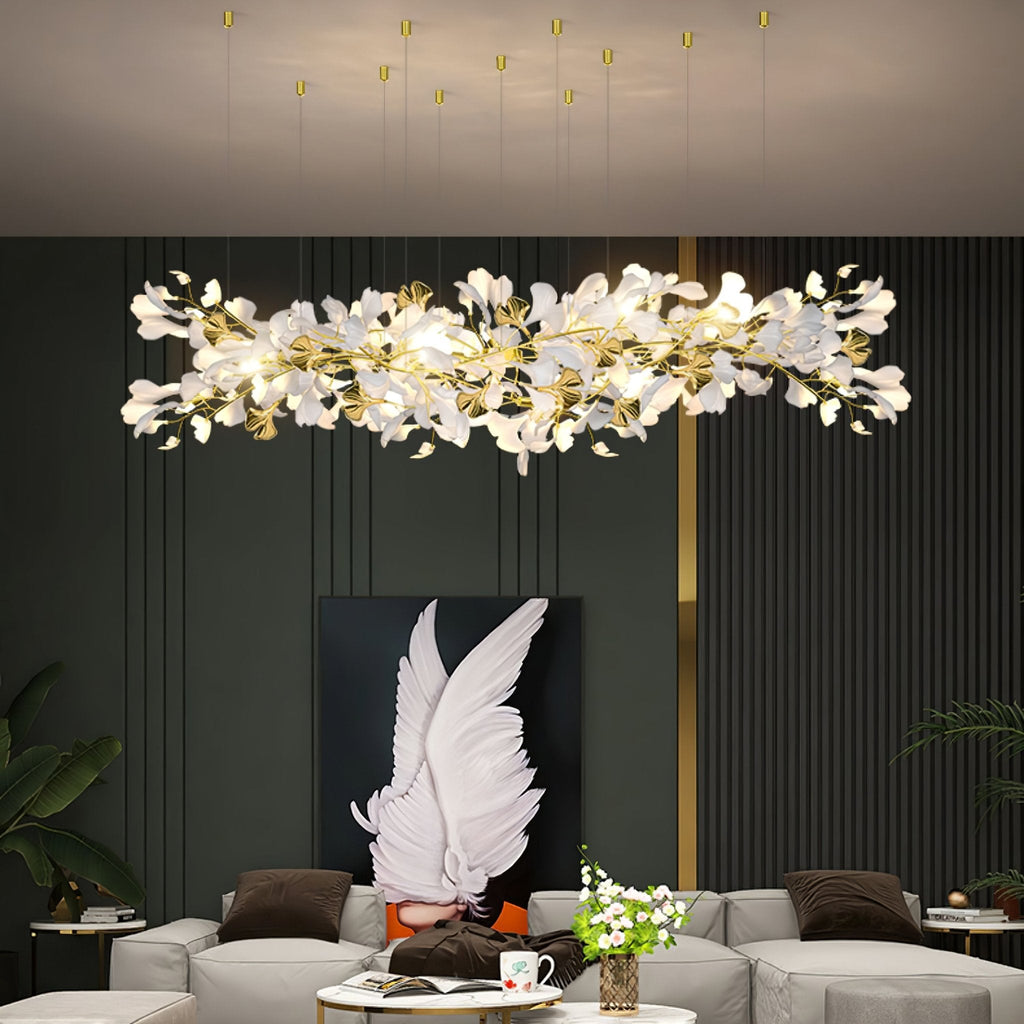 Olivia Ceramic Gingko  Chandelier  Luxury  Hotel Staircase